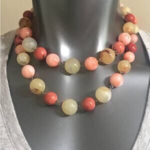 Pretty Beaded Two Strand Choker Style Adjustable Necklace